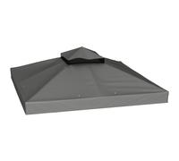 Outsunny Toile pour tonnelle 3 x 3 m toile de rechange pour tonnelle à 2 niveaux protection UPF30+ trous de drainage gris foncé