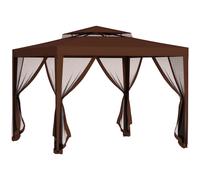 Outsunny Tonnelle barnum de jardin 3L x 3l m avec 4 moustiquaires amovibles - double toit - marron