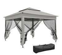 Outsunny Tonnelle de jardin pop-up pliant 3x3 m métal imperméabilisée anti-UV moustiquaires gris