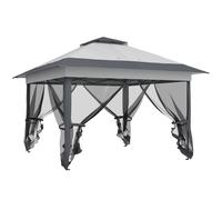 Outsunny Tonnelle barnum de jardin pop-up pliant acier polyester moustiquaires + sac de transport à roulettes gris
