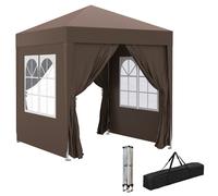 Outsunny Tonnelle Barnum Pliant Pop-Up Imperméabilisé 4 Parois Latérales Amovibles 2 Fenêtres Sac de Transport Acier Oxford 2 x 2 x 2,45 m Brun