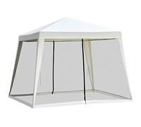Outsunny Tonnelle Barnum Style Colonial dim. 3L x 3l x 2,45H m 4 moustiquaires 2 zippées Beige Noir