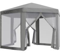 Outsunny Tonnelle barnum tente de réception hexagonale style cosy métal polyester gris