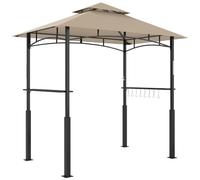 Outsunny Tonnelle de Barbecue à Deux Niveaux 243 x 148 x 248 cm Kaki | Auvent de Réception pour Jardin, Crochet au Plafond, 2 Étagères Latérales
