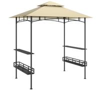 Outsunny Tonnelle de barbecue auvent de réception pour jardin crochet au plafond étagères et paniers 240 x 150 x 257 cm beige