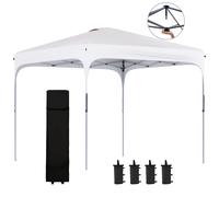 Outsunny Tonnelle de jardin 2,5 x 2,5 m barnum pliant Pop-up hauteur réglable sur 4 niveaux tissu Oxford anti UV50+ châssis acier sac de transport fourni blanc
