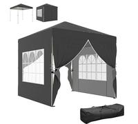 Outsunny Tonnelle de Jardin 2,5 x 2,5 m Pop up Tente Pliante réglable en Hauteur Protection UV50+ tonnelle Pliante avec 4 parois latérales Sac de Transport Montage Facile Gris foncé