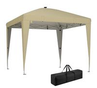 Outsunny Tonnelle de Jardin 3 x 3 m avec éclairage Pop up Tente Pliante réglable en Hauteur Protection UV50+ tonnelle Pliante avec télécommande, Sac de Transport, crème