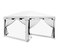 Outsunny Tonnelle de jardin 3 x 4 m, barnum de jardin, parois latérales en maille et 2 portes, pour fêtes et mariages, blanc