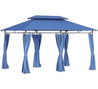 Outsunny Tonnelle de jardin 3 x 4 m tente de réception avec 6 rideaux amovibles pavillon extérieur à double toit pour patio, terrasse, festival, bleu foncé