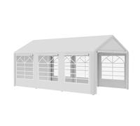 Outsunny Tonnelle de Jardin 3 x 6 m avec 4 parois, Protection UV, Blanc | Tente de Réception, 3 Fenêtres de Chaque Côté, Barnum pour Fête, Mariage, Rassemblements en Plein Air