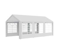Outsunny Tonnelle de Jardin 3 x 6 m avec 4 parois, Protection UV, Blanc | Tente de Réception, 3 Fenêtres de Chaque Côté, Barnum pour Fête, Mariage, Rassemblements en Plein Air