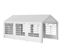 Outsunny Tonnelle de jardin 3 x 6 m tente de réception avec 4 parois 3 fenêtres de chaque côté barnum pour fête mariage blanc