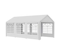 Outsunny Tonnelle de Jardin 3 x 6 m, Tente de réception avec 4 parois, Protection UV, 3 fenêtres de Chaque côté, Barnum pour fête, Mariage, rassemblements en Plein air, Blanc