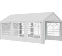Outsunny Tonnelle de jardin 3 x 6 m, tente de réception avec 4 parois, protection UV, 3 fenêtres de chaque côté, barnum pour fête, mariage, rassemblements en plein air, blanc