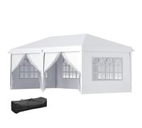 Outsunny Tonnelle de Jardin 3x6m Barnum Pliant avec Côtés Amovibles - Tente de Réception Structure en Acier Renforcée - Abri de Jardin Pop-up pour Mariage, Fête et Marché, Sac de Transport, Blanc