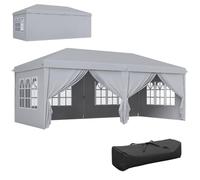 Outsunny Tonnelle de Jardin 3x6m Barnum Pliant Sac de Transport Gris Clair | Côtés Amovibles, Tente de Réception, Structure Acier Renforcée, Abri de Jardin Pop-up, Mariage Fête Marché