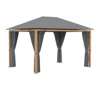 Outsunny Tonnelle de jardin 4 x 3 m tonnelle aluminium pavillon de jardin avec rideaux et toile de toit en polyester protection solaire