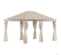Outsunny Tonnelle de jardin barnum pavillon style colonial double-toit toiles latérales amovibles 4L x 3l x 2,72H m kaki