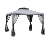 Outsunny Tonnelle de Jardin Barnum pavillon de Jardin 3 x 3 Double Toit avec moustiquaires Amovibles imperméable Gris Clair