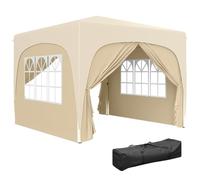 Outsunny Tonnelle de Jardin Exterieur 3 x 3 m Pop Up Pliante Sable | Hauteur Réglable, Sac de Transport Inclus, Protection UPF50+, Barnum Pliant, Camping, Festival, Patio