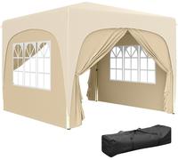 Outsunny Tonnelle de jardin exterieur 3 x 3 m, tonnelle pliante pop up, hauteur ršŠglable, sac de transport inclus, protection UPF50+, barnum pliant pour camping, festival, patio, sable