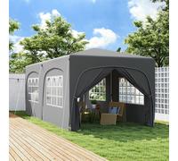 Outsunny Tonnelle de jardin exterieur 3 x 6 m, tonnelle pliante pop up, hauteur réglable, sac de transport et sacs de sable, protection UPF50+, barnum pliant pour camping, festival, patio, gris clair 