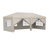 Outsunny Tonnelle de jardin exterieur 6x3m tonnelle pliante avec Parois Anti UV Hauteur Réglable avec Sac de Transport beige