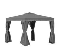 Outsunny Tonnelle de Jardin Extérieur Barnum Toit Double 3x3m Gris Foncé | Rideaux et Moustiquaire, Tente de Réception en Aluminium, pour Terrasse Patio Mariage Baptême