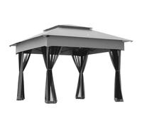 Outsunny Tonnelle de Jardin Exterieur Pop-up Barum Pliant 3 x 3 m Gris | Métal Polyester, Imperméabilisé Anti UV, Moustiquaires, Sac de Transport
