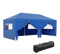 Outsunny Tonnelle de Jardin Exterieur tonnelle Pliante 3 x 6 m Pop-up avec 6 parois latérales, Trous de Drainage, Sac de Transport Inclus, Barnum Pliant pour Camping Festival Mariage, Bleu