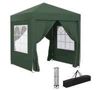 Outsunny Tonnelle de Jardin extérieure 2 x 2 m, tonnelle Pliante Pop-up, réglable en Hauteur, Protection UV, Cadre en Acier, 4 côtés Amovibles, pour Camping, Festival, Plage, Sac de Transport, Vert