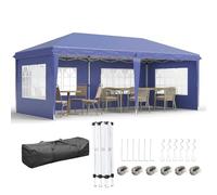 Outsunny Tonnelle de Jardin Extérieure Pop-Up Pliante Barnum 3 x 6 m Bleu | Tente de Réception, Pavillon Chapiteau Barnum, 3 Cotés Démontables, Piquets d'Ancrage au Sol, Sac de Transport Inclus