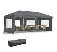Outsunny Tonnelle de Jardin Extérieure Pop-Up Pliante Barnum 3 x 6 m Gris | Tente de Réception, Pavillon Chapiteau Barnum, 3 Cotés Démontables, Piquets d'Ancrage au Sol, Sac de Transport Inclus