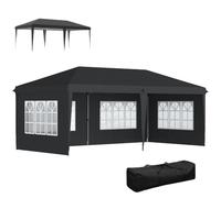 Outsunny Tonnelle de Jardin Extérieure Pop-Up Pliante Barnum 3 x 6 m Noir | Tente de Réception, Pavillon Chapiteau Barnum, 3 Cotés Démontables, Piquets d'Ancrage au Sol, Sac de Transport Inclus