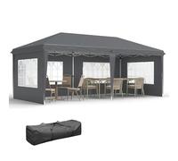 Outsunny Tonnelle de Jardin extérieure Pop-up Pliante - Tente de réception - 3 x 6 m - pavillon chapiteau Barnum - 3 cotés démontables - piquets d'ancrage au Sol + Sac de Transport Inclus Gris