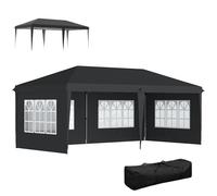 Outsunny Tonnelle de Jardin extérieure Pop-up Pliante - Tente de réception - 3 x 6 m - pavillon chapiteau Barnum - 3 cotés démontables - piquets d'ancrage au Sol + Sac de Transport Inclus Noir