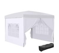 Outsunny Tonnelle de Jardin extérieure Tente de réception Barnum Pop-up Pliant 3 x 3 m 4 parois Amovibles + Sac de Transport Blanc
