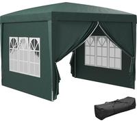 Outsunny Tonnelle de jardin extšŠrieure tente de ršŠception barnum pop-up pliant 3 x 3 m 4 parois amovibles + sac de transport vert