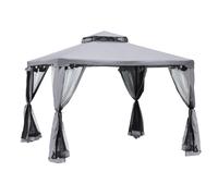 Outsunny Tonnelle de jardin pavillon de jardin 3 x 3 m double toit avec moustiquaires amovibles gris clair