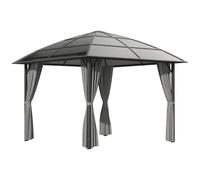 Outsunny Tonnelle de Jardin pavillon de Jardin 3 x 3 m Structure Aluminium Toit Polycarbonate imperméable UV 60+ avec parois latéraux Gris foncé