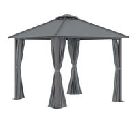 Outsunny Tonnelle de Jardin Pergola Extérieur Double Toit 3 x 3 m Gris
