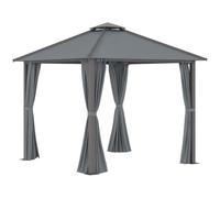 Outsunny Tonnelle de jardin pavillon aluminium double toit 3 x 3 m avec 4 parois latérales gris