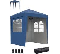 Outsunny Tonnelle de jardin pliante pop-up 2 x 2 m tente de réception hauteur réglable 3 niveaux Anti-UV 30+ 3 parois latérales avec 4 sacs de sable et 1 sac de transport tissu Oxford acier bleu foncé