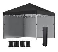 Outsunny Tonnelle de Jardin Pop-up Pliant Barnum réglable en Hauteur Protection UV 30+ 2 parois latérales - Sac de Transport Inclus - pour fête, événement Plein air - 297 x 297 x 288 cm Noir
