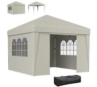 Outsunny Tonnelle de jardin pop-up pliante tonnelle barnum tente de ršŠception 3 x 3 m anti-UV 30 + avec fenšºtres parois latšŠrales sac de transport crššme