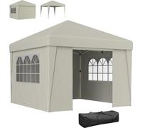 Outsunny Tonnelle de jardin pop-up pliante tonnelle barnum tente de ršŠception 3 x 3 m anti-UV 30 + avec fenšºtres parois latšŠrales sac de transport crššme
