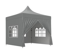 Outsunny Tonnelle de jardin tente pliante 3 x 3 m 4 parois latérales amovibles 3 fenêtres hauteur réglable sac de transport gris