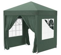 Outsunny Tonnelle de jardin tente pliante barnum pop-up 2 x 2 m 4 parois latérales amovibles 2 fenêtres sac transport vert foncé