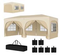 Outsunny Tonnelle pliante 3 x 6m Pop Up, UPF50+ Hauteur ajustable, avec sac de transport et sacs de sable, Sable